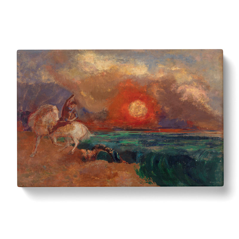 Saint George And The Dragon by Odilon Redon - Wrapped Canvas Painting, 35cm H x 50cm W x 3cm D