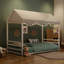 Structure de lit simple en métal de style Montessori, lit en forme de maison avec garde-corps pour enfants et tout-petits, assemblage facile, sans lattes-423932773-423932794
