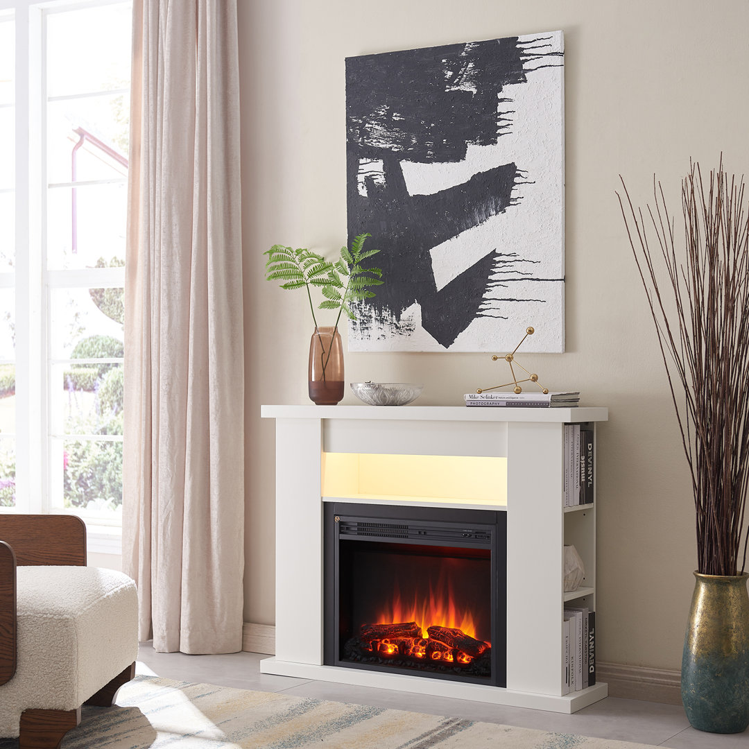 FLAMME Lipson Freestanding Fireplace, Shalving Units, Multiple Colours Available, Mood Lighting, Remote