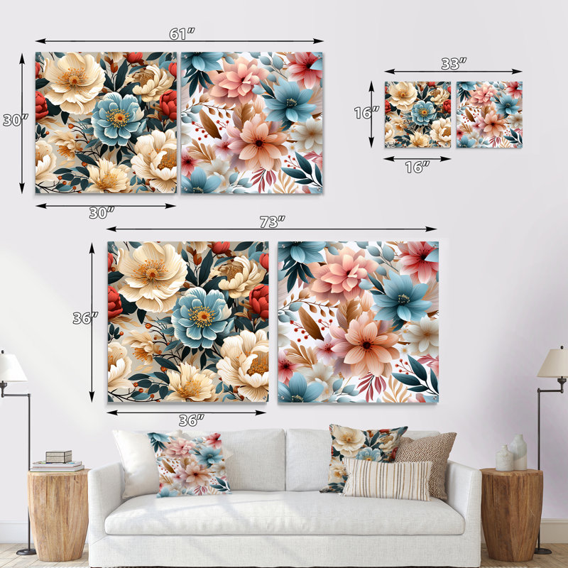 Alessia - Ensemble de 2 art mural en verre acrylique, H 30 po x l 61 po