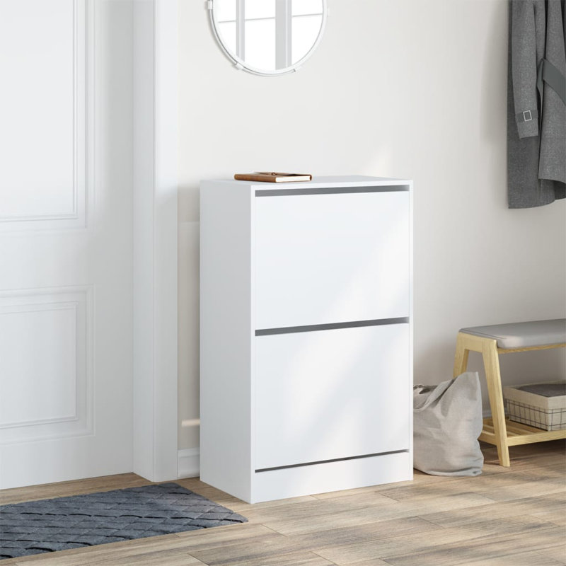 8 Pair Shoe Storage Cabinet, White