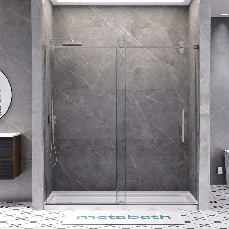 66 To 72 In. W X 76 In. H Single Sliding Frameless Shower Door With 5/16 In. Tempered Clear Glass
