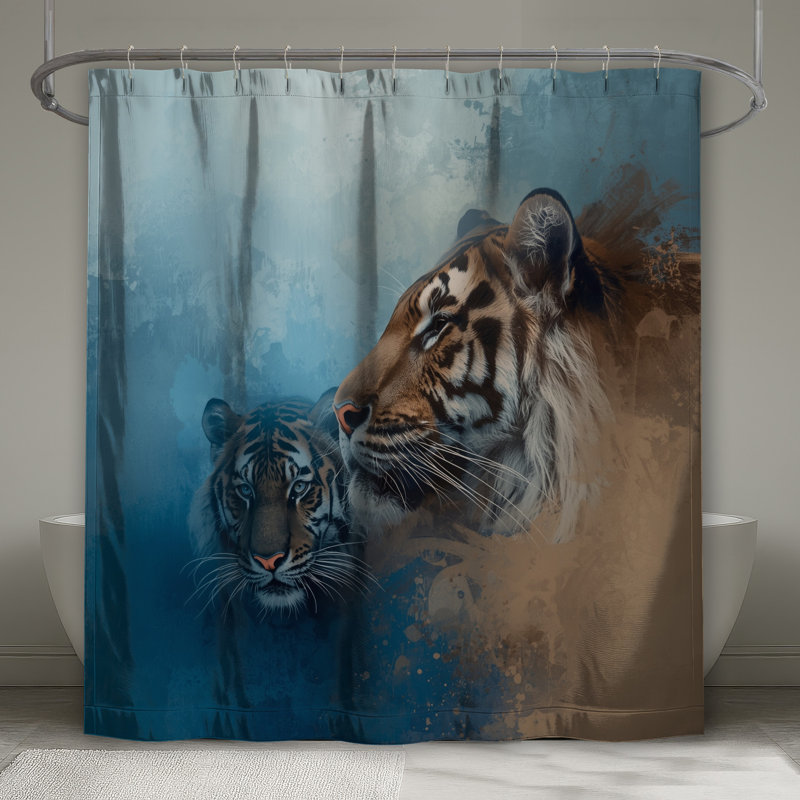 Rideaux de douche Tigers In Abstract Art, 70in W x 84in H