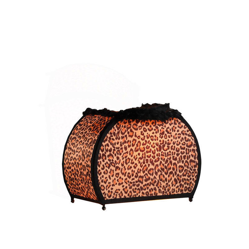 11.75" In Leopard Animal Print Purse W/ Black Faux Handle Table Lamp