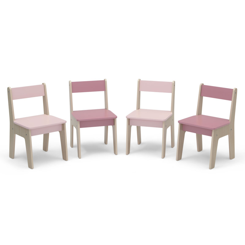 Blush and Natural Wooden Kids Play Table and Chair Set