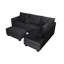 Ensemble de canapé modulaire 3 pièces de style moderne avec port USB, repose-pieds, accoudoir à droite, canapé et accoudoir à gauche, salon noir