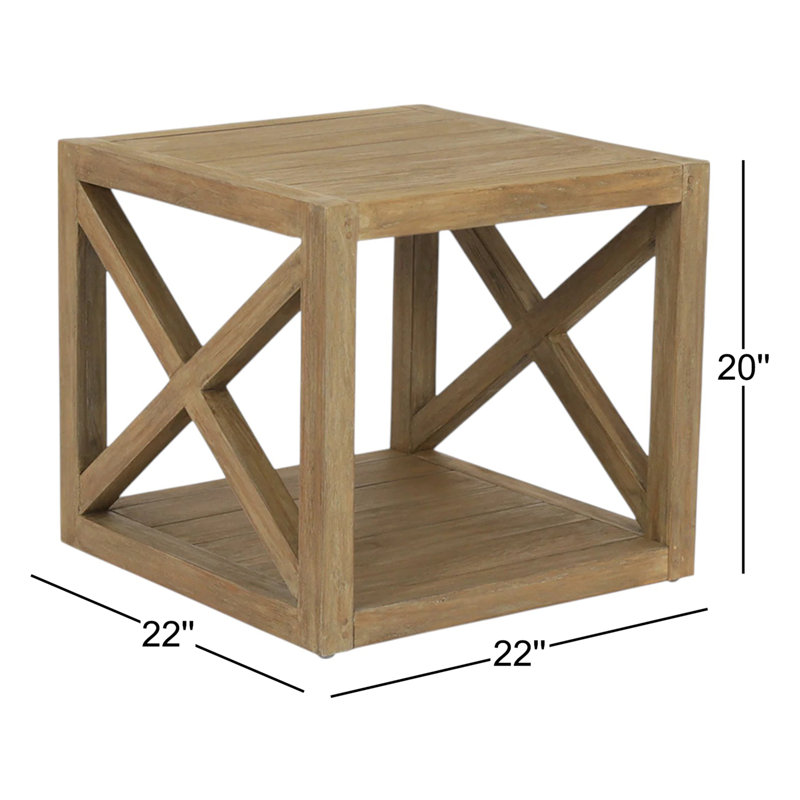 Modena Solid Wood Side Table, Coastal Teak