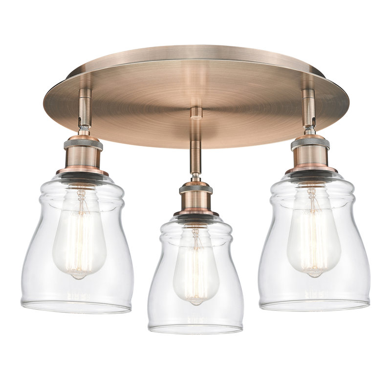 Bernaldino Glass Flush Mount, Clear, Antique Copper