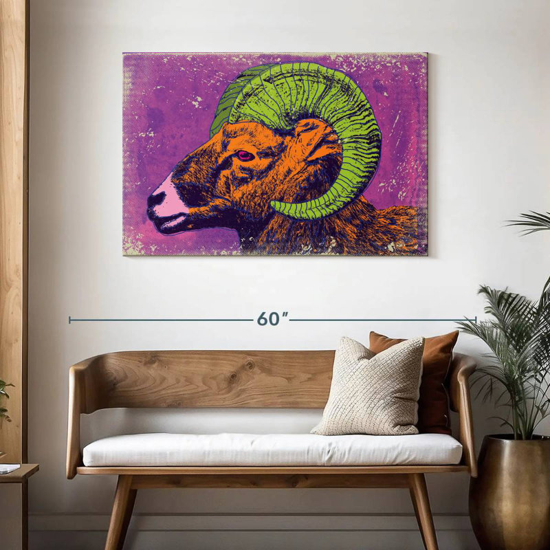Brampt Retro Bighorn Sheep, 30" H x 45" W