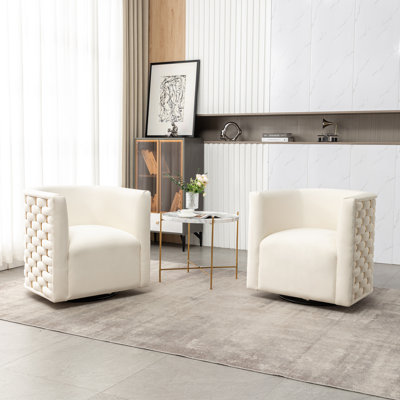 Occie Velvet Swivel Barrel Chair