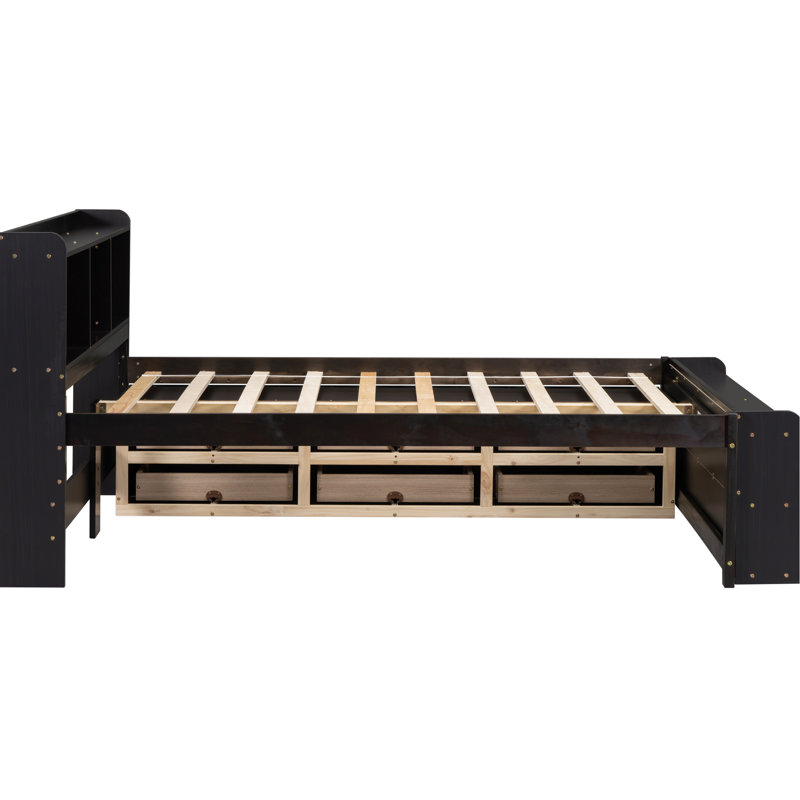Lit double avec rangement de tiroir et plateforme stable à pleine durabilité