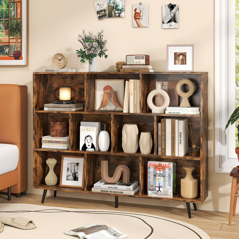 107cm H Metal Standard Bookcase, Brown, (10 Shelves) 107cm H x 140cm W x 24cm D