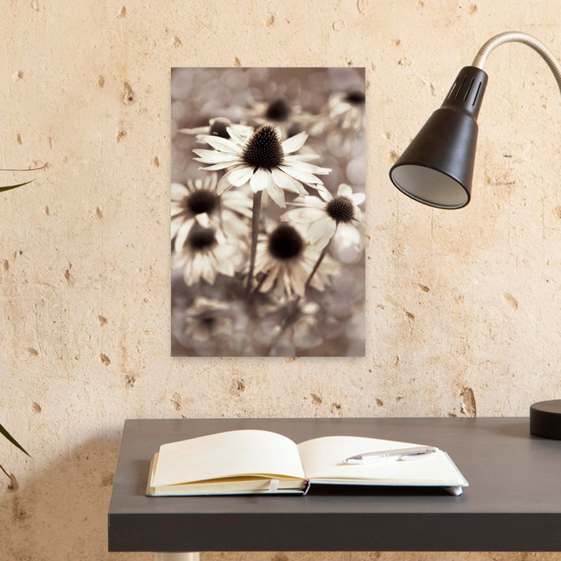 Art mural contemporain abstrait fleur crème, H 18 po x l 12 po