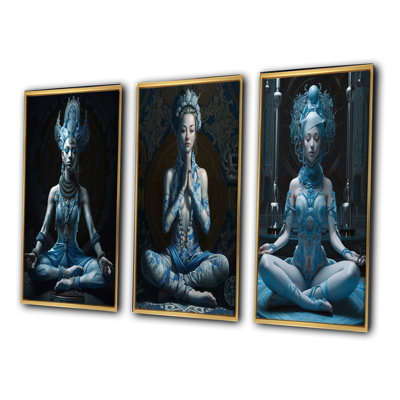 " Blue Yogini Meditation Spiritual Grace " 3 - Pieces
