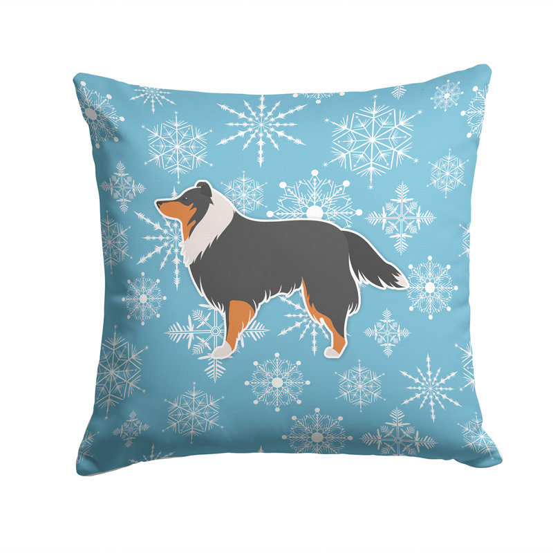 Coussin intérieur/extérieur en flocons d’hiver, H 14 po x l 14 po x P 3 po