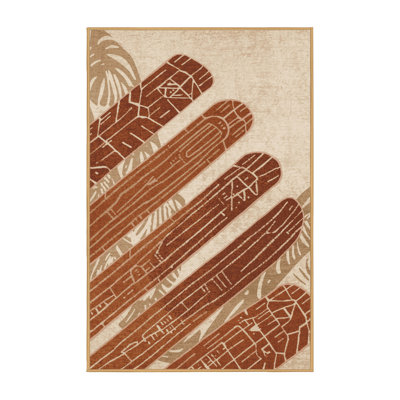Machine Washable Olney Churros Global Inspired Block Print Rug in Brown – LightBrown Binding