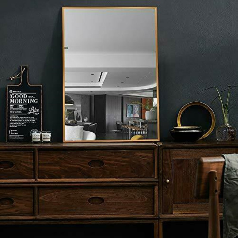 Raul Stainless Steel Rectangle Mirror, Rose Gold