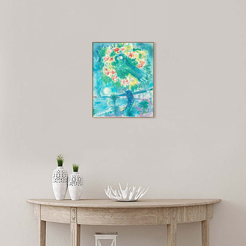 Impression sur toile encadrée, "Bataille de fleurs" par Marc Chagall, art mural pour salon, décorations pour bureau à domicile