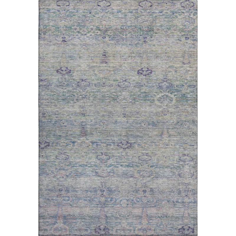 Premium Machine Washable Mayfield AMF2090 Global Rug, Plum, 5' x 7'6"