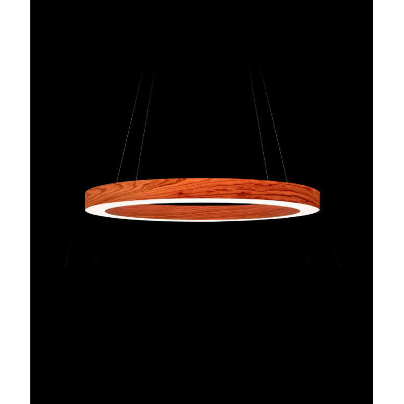 Oh! Line 1 - Light LED Chandelier, Matte Black, Natural Cherry, 2" H x 23.6" W x 23.6" D