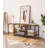 TV Stand With Power Outlets To 55 Inches, TV Console Table With Open Storage Shelves,Rustic Brown + Black