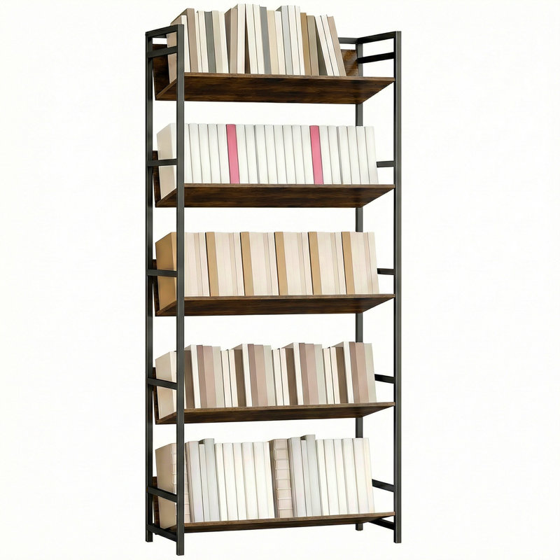 174cm H x 80cm W Steel Bookcase, Brown