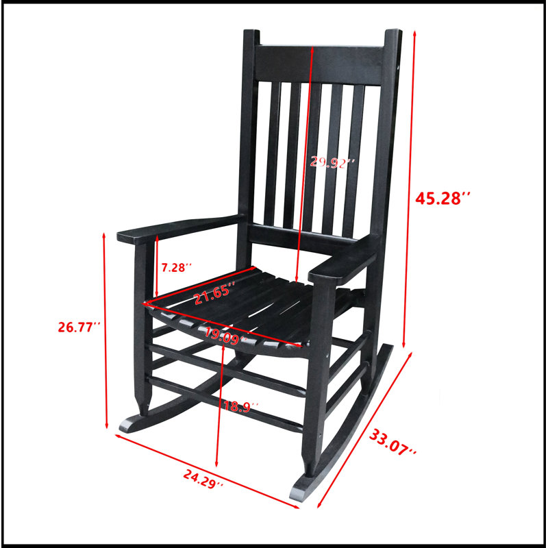Chaise berçante en bois, Noir