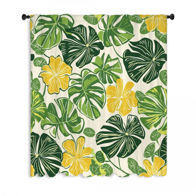 Rideaux de fenêtre à motif de feuilles, à motif floral et voilages - 1 panneau