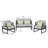 4 - Person Acacia Solid Wood Outdoor Sofa Seating Group With Cushions & Sunbrella Pillows-110222362-110222363