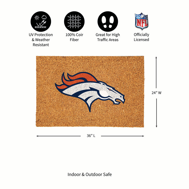 Grand tapis couleur coco Denver Broncos, 36 po x 24 po