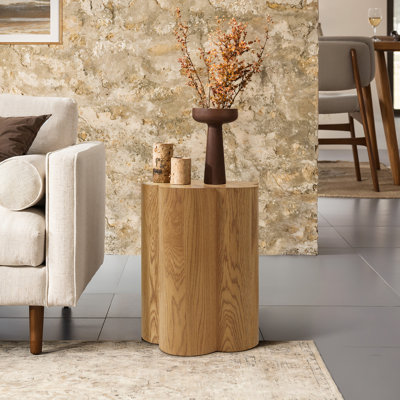 Table de bout et de bout ronde en bois manufacturé à grain de bois de 20,5 po de hauteur