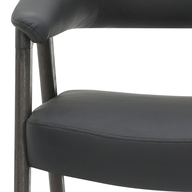 Chaise d'appoint moderne en similicuir et bois massif, Chaise d'appoint moderne - noir / noyer foncé