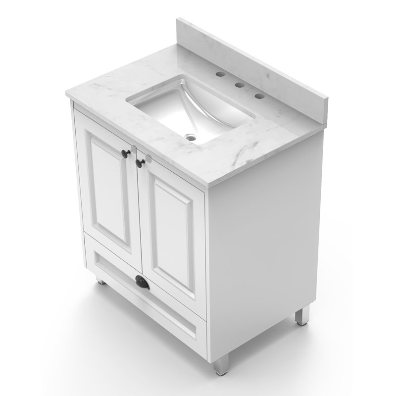 31'' Single Bathroom Vanity Top with Sink, Bright White