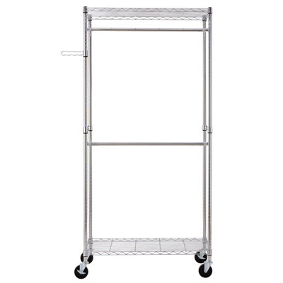 Jorah 35.4'' Metal Rolling Industrial Pipe Clothing Rack