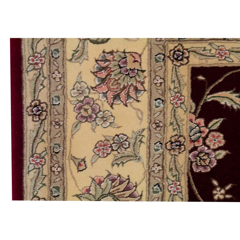 Tapis vin / ivoire noué à la main de haute qualité