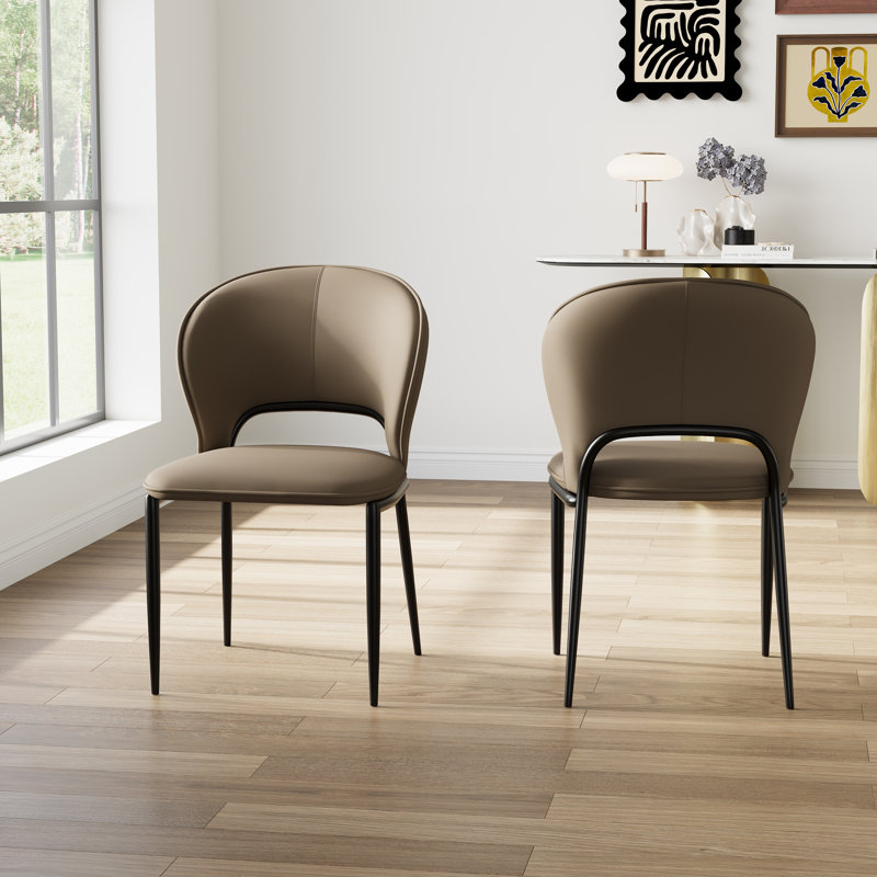 Chaises de table de salle à manger modernes, similicuir, non assemblées, Gris, 4