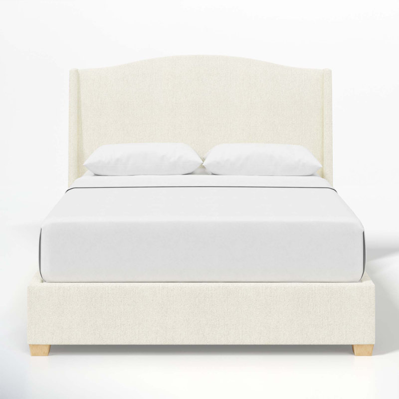 Allis Upholstered Wingback Bed, Twin, Milsap Canvas Sustain® Tweed