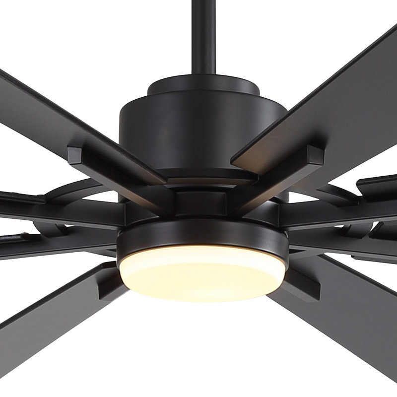 Ventilateur de plafond à courant continu Avgoustinos avec lumière DEL et télécommande, Noir, noir, noir, noir