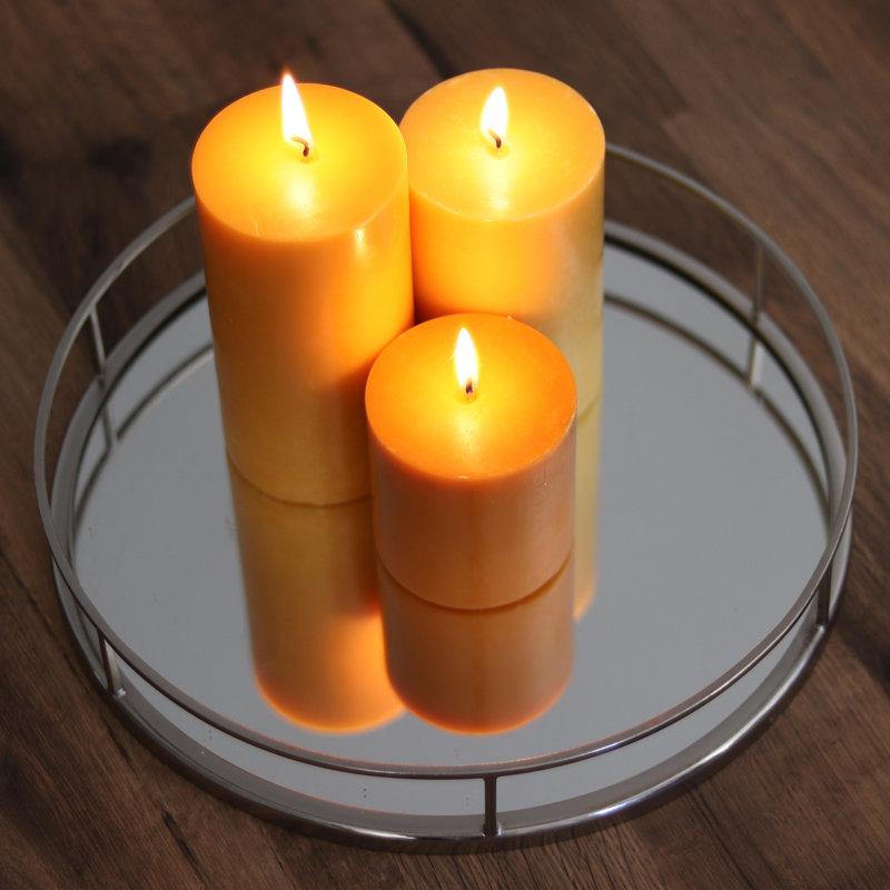 Unscented Scented Pillar Candle, Orange;Yellow