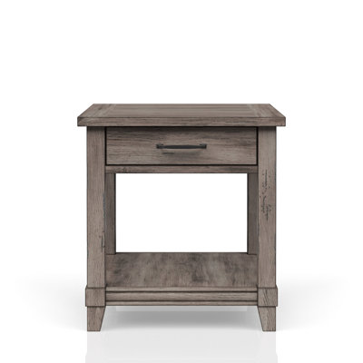 End Table In Rustic Gray With Storage And Charging Feature Finish & Function