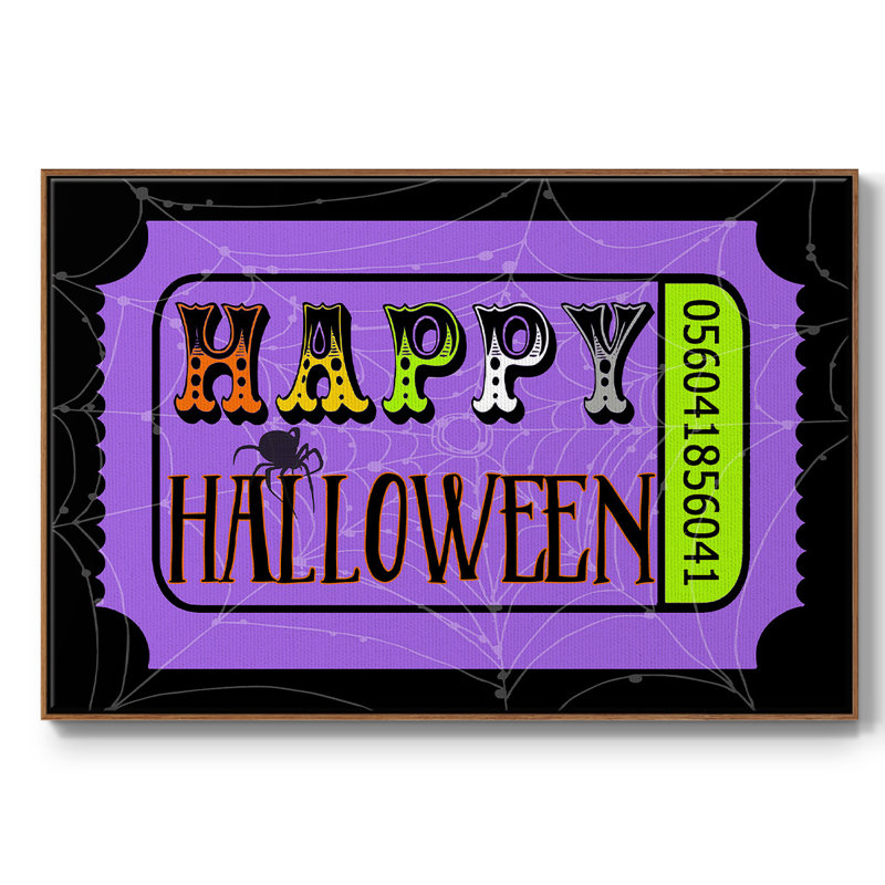 Joyeux Halloween, impression sur toile encadrée, Cadre noyer, H 17 po x l 25 po x P 2 po