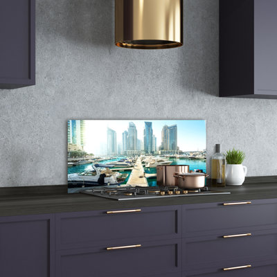 Aleja Blue - Marina in Dubai 1 Piece Wall Art on Glass