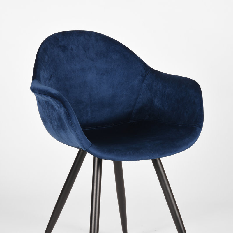 Feather 49cm H Velvet Upholstered Armchair, Blue