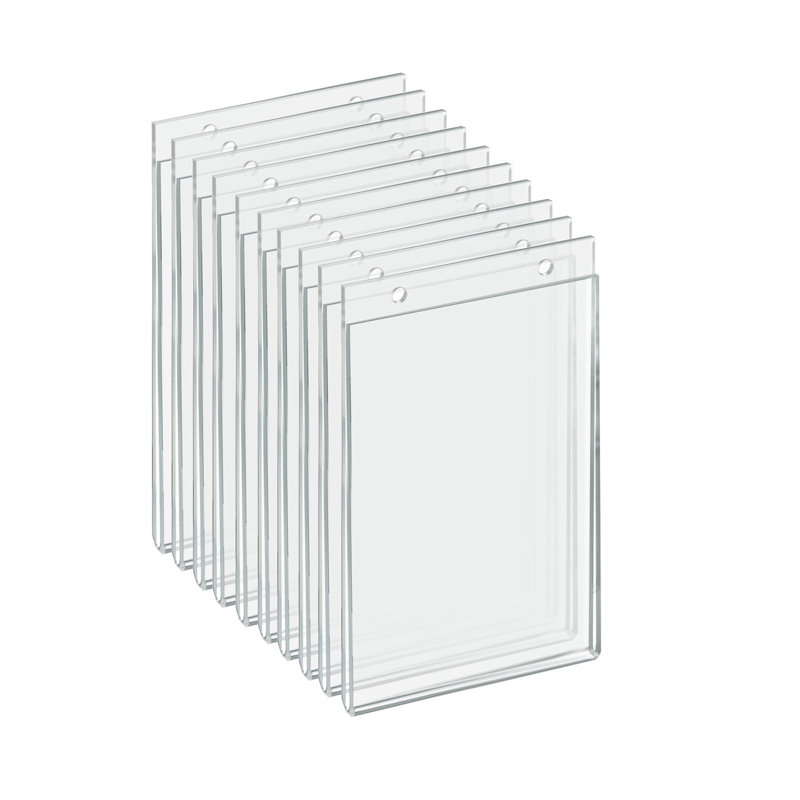 Cadre suspendu transparent en acrylique transparent 5,5 po de large x 8,5 po vertical / portrait, paquet de 10