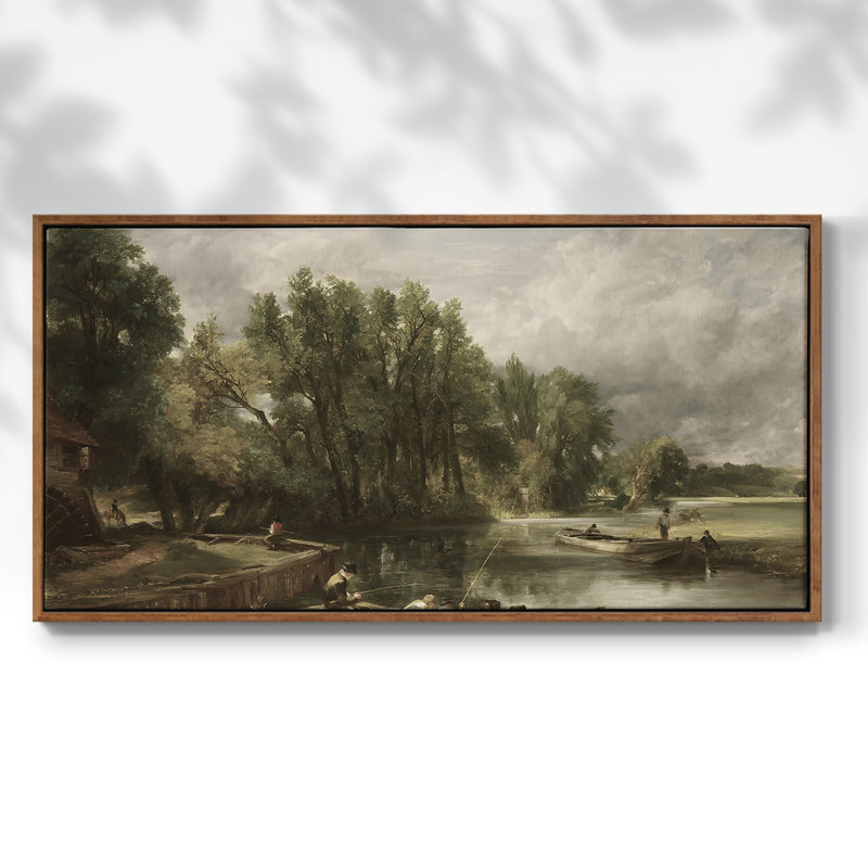 Série paysage - DCCXLI- Toile tendue avec châssis tendue, prête à être accrochée, H 25 po x l 49 po, Noyer