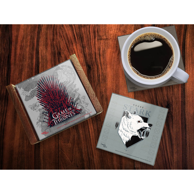 (Symboles) Ensemble de sous-verres en verre Starfire, Game of Thrones / maisons pour le trône