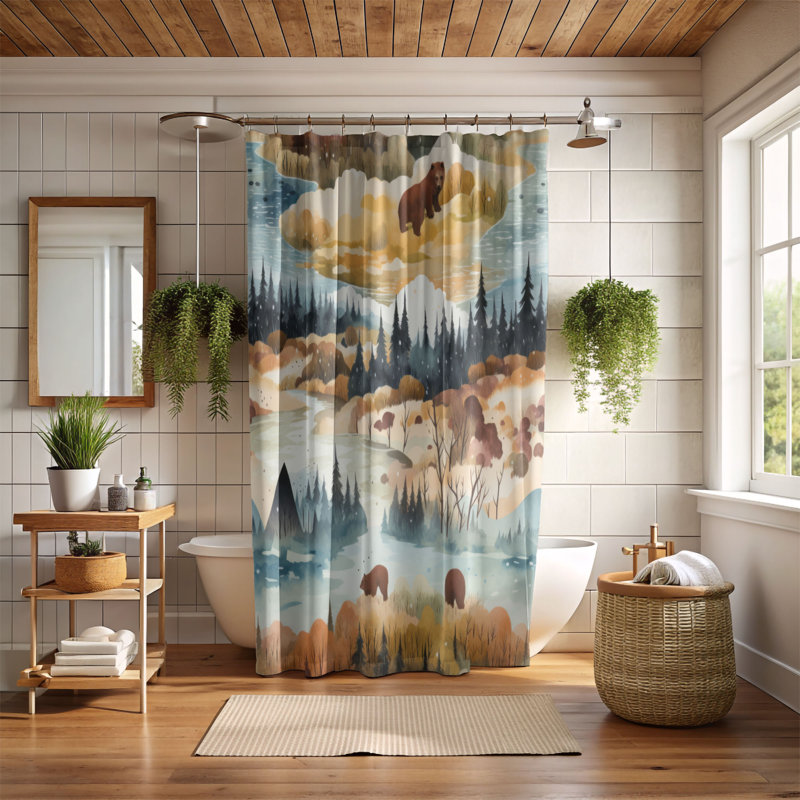 Rideau de douche abstrait Inarah, H 74 po x l 71 po
