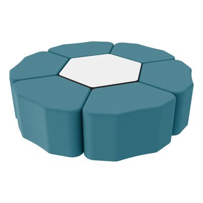 Pro Series Dry-Erase Hexagon Ottoman Table with Petal Height Seating, 7-Piece Set