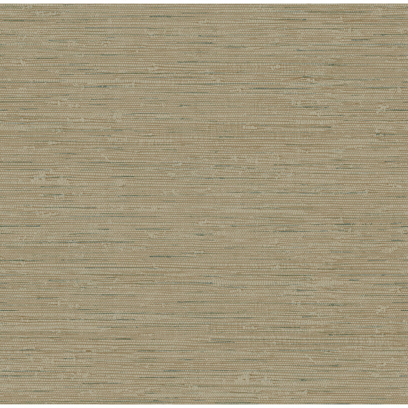 Papier peint rayé en lin à motif tricote Seabrook Designs Dusk, Taupe métallique / bleu égéen