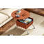 Table basse ronde à plateau relevable avec roues, structure en métal et éclairage multicolore de 27,6 po